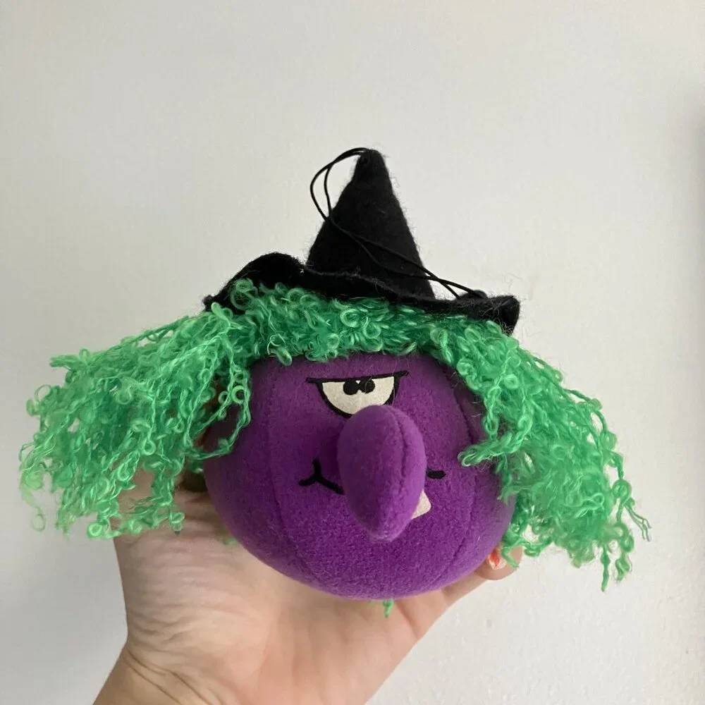 Vintage 1980s‎ Russ Bouncing Boo Buddies Halloween Plush Purple Witch Hanging